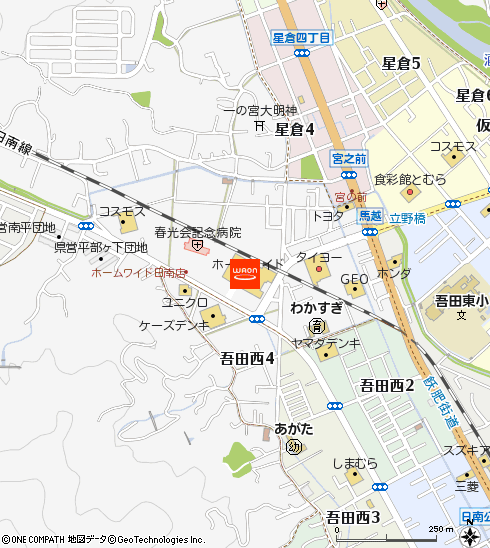 ホームワイド日南店付近の地図
